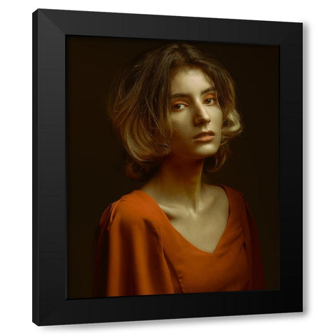 Sadaf Black Modern Wood Framed Art Print with Double Matting by Shiki, Shizuo