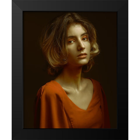 Sadaf Black Modern Wood Framed Art Print by Shiki, Shizuo