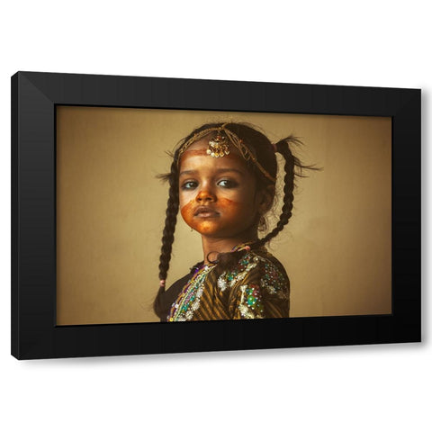 Look At A Girl Black Modern Wood Framed Art Print by Al Maashari, Ziyad