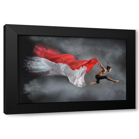 Jumper Man Black Modern Wood Framed Art Print with Double Matting by Aditya, Rawisyah