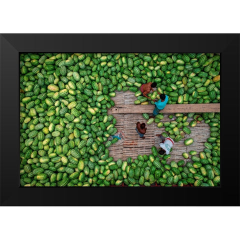 Boats Of Huge Watermelons Black Modern Wood Framed Art Print by Khan Ronnie, Azim