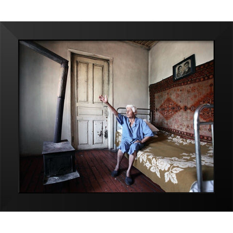 Old Woman From Artsakh - 36 Black Modern Wood Framed Art Print by Garik