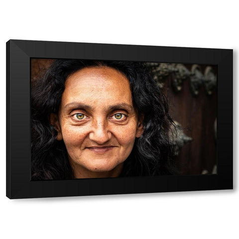 Sonrisa En La Adversidad Black Modern Wood Framed Art Print with Double Matting by Cesar Bioque, Sergio