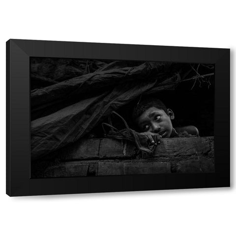 Their Untold Stories Black Modern Wood Framed Art Print by Biswas, Kuntal