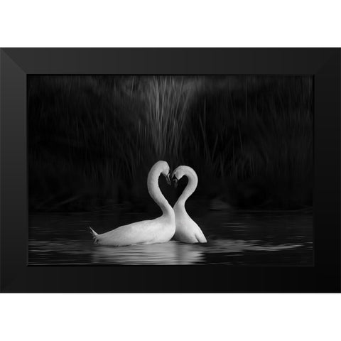 Sign Of Love Black Modern Wood Framed Art Print by Donnahom