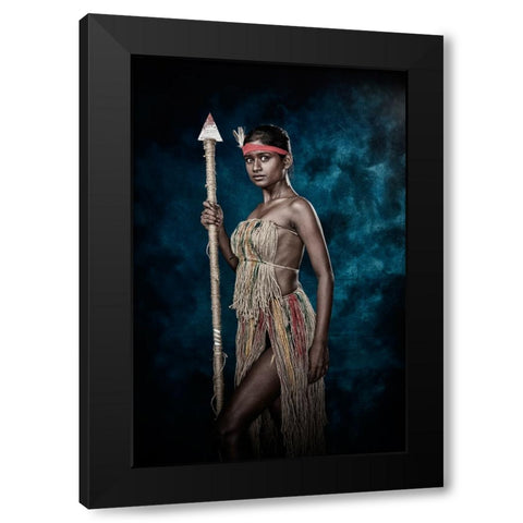 Tribal Beauty Black Modern Wood Framed Art Print with Double Matting by Bhattacharyya, Partha