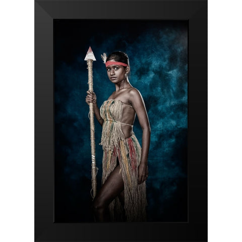Tribal Beauty Black Modern Wood Framed Art Print by Bhattacharyya, Partha