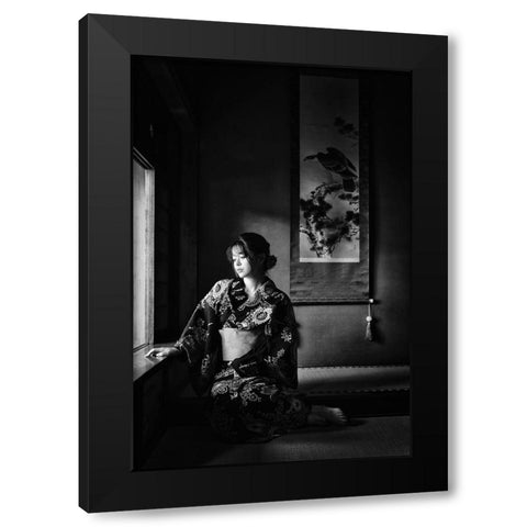 Yuuka Black Modern Wood Framed Art Print by Washimi, Masatoshi