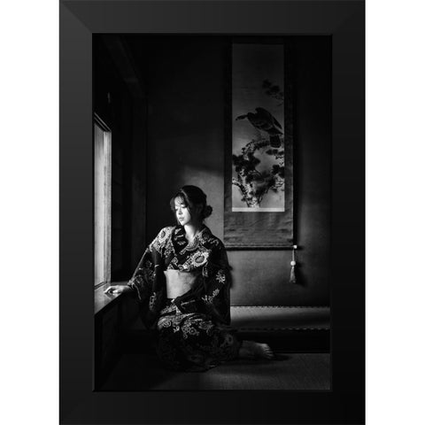 Yuuka Black Modern Wood Framed Art Print by Washimi, Masatoshi