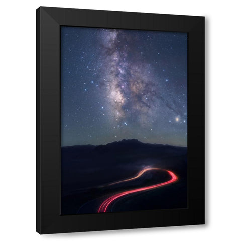 Misty Night Black Modern Wood Framed Art Print by Hu, Ke