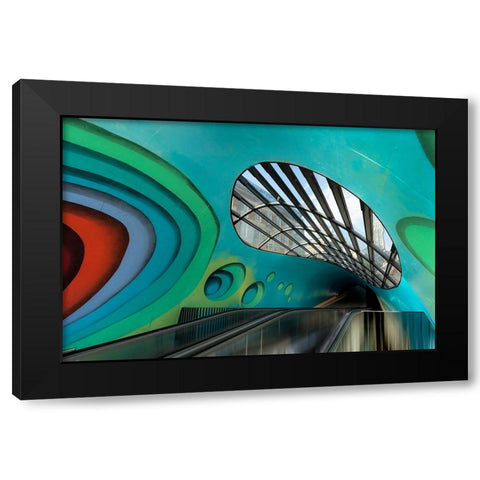 Cheerful Bicycle Cellar Black Modern Wood Framed Art Print with Double Matting by Van Son, Greetje