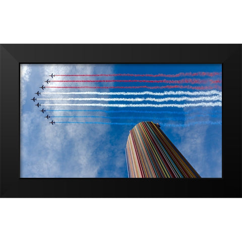 Multi-Coloured Lines Black Modern Wood Framed Art Print by Aloy, Jean-Marc