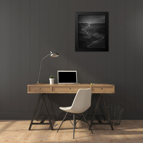 House Solitude Black Modern Wood Framed Art Print by Guo, David