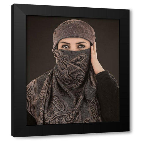 Arabian Eyes Black Modern Wood Framed Art Print by Olwy, Moutaz