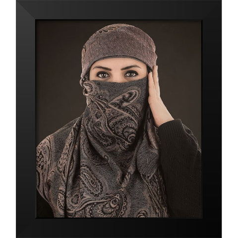 Arabian Eyes Black Modern Wood Framed Art Print by Olwy, Moutaz