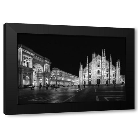 Milan By Night Black Modern Wood Framed Art Print with Double Matting by Simons, L.