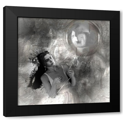 The Balloon Black Modern Wood Framed Art Print by Pansky, Rachel