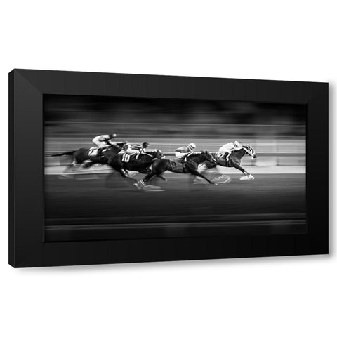 Horse Racing 3 Black Modern Wood Framed Art Print with Double Matting by Zhou, Steven