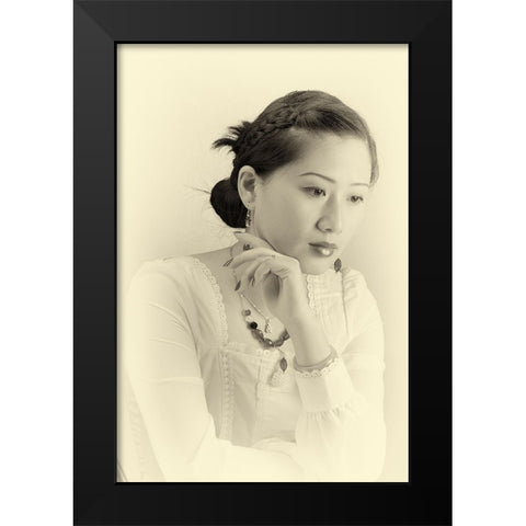 Jo Black Modern Wood Framed Art Print by Zhen Yu, James
