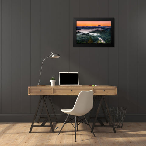 Morning Light Black Modern Wood Framed Art Print by Jin, Jie