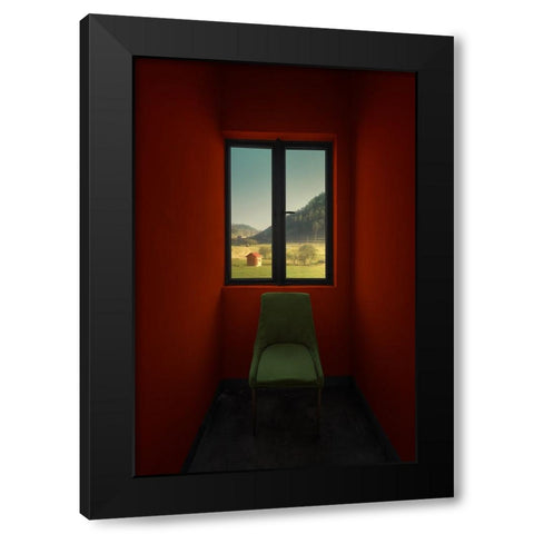 Alone Time Black Modern Wood Framed Art Print with Double Matting by Guan, Xiaopeng
