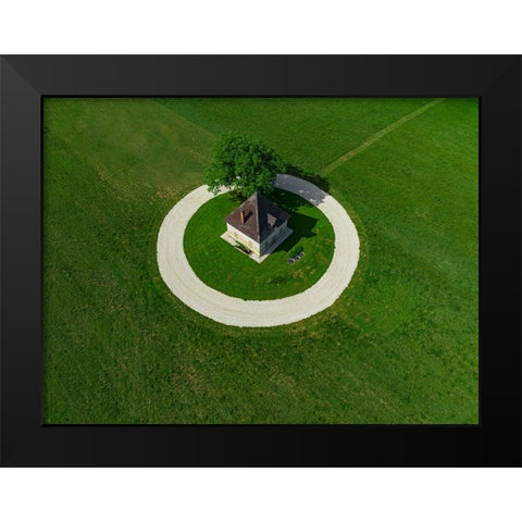 Circle Black Modern Wood Framed Art Print by Kravanja, Jure