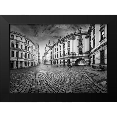 Plac Uniwersytecki Black Modern Wood Framed Art Print by Derangowski, Lukasz