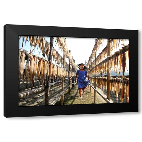 Childhood Black Modern Wood Framed Art Print by Garik