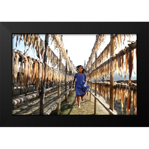 Childhood Black Modern Wood Framed Art Print by Garik