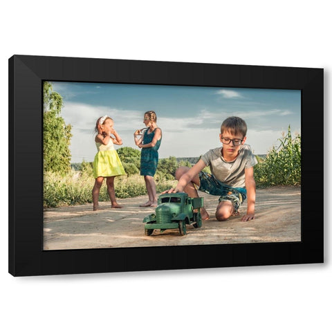 Childhood Black Modern Wood Framed Art Print by Cherkasov, Viktor