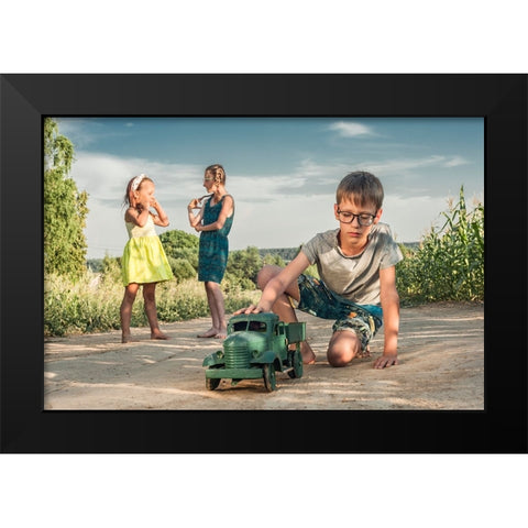 Childhood Black Modern Wood Framed Art Print by Cherkasov, Viktor