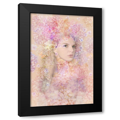 Hortensia Black Modern Wood Framed Art Print with Double Matting by Shumilova, Ludmila
