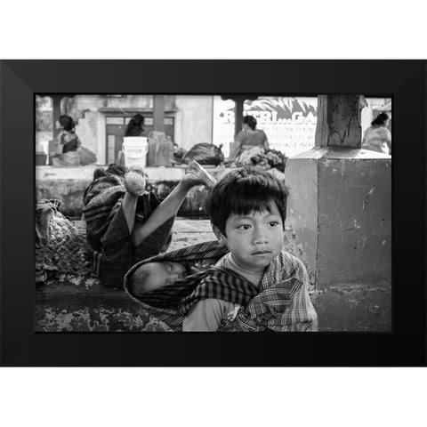 Guatemala Black Modern Wood Framed Art Print by Naor, Orna