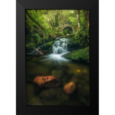Scotland - Fairy Glen Bridge Black Modern Wood Framed Art Print by Claude Castor, Jean