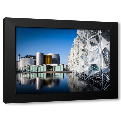 The Art Of Lines Black Modern Wood Framed Art Print by Jamal, Khalid