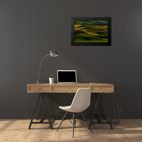 Palouse Wheat Fields Black Modern Wood Framed Art Print by Dickau, Kristel