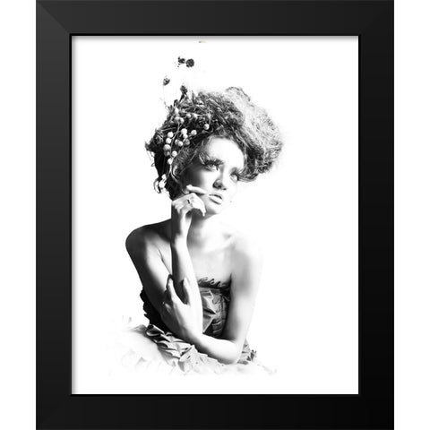 Thinking Of You Black Modern Wood Framed Art Print by Bunjamin (Abe), Antonyus