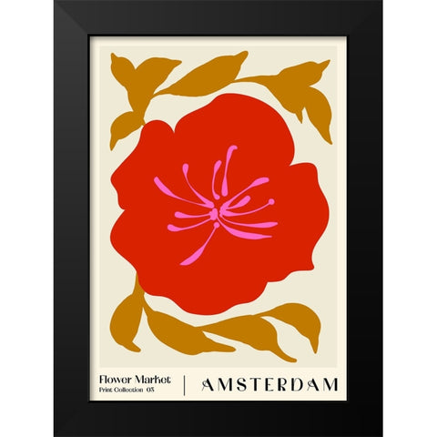 Flower Market. Amsterdam Black Modern Wood Framed Art Print by NKTN