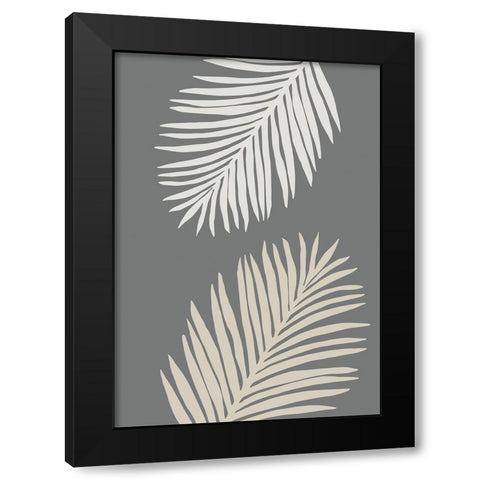 Leaves 001 Black Modern Wood Framed Art Print with Double Matting by Pictufy Studio