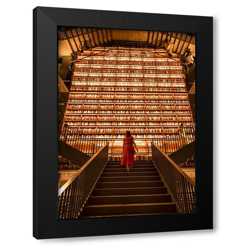 Stairway To Knowledge Black Modern Wood Framed Art Print with Double Matting by Yoshitaka, Oyama