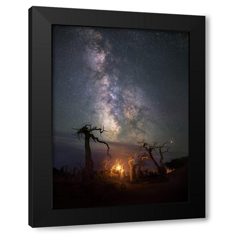 Under The Milkyway Black Modern Wood Framed Art Print with Double Matting by Liao, Yuhan
