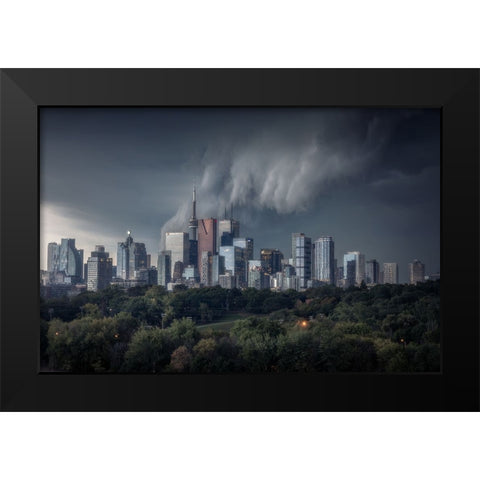 Ominous Black Modern Wood Framed Art Print by Hill, David