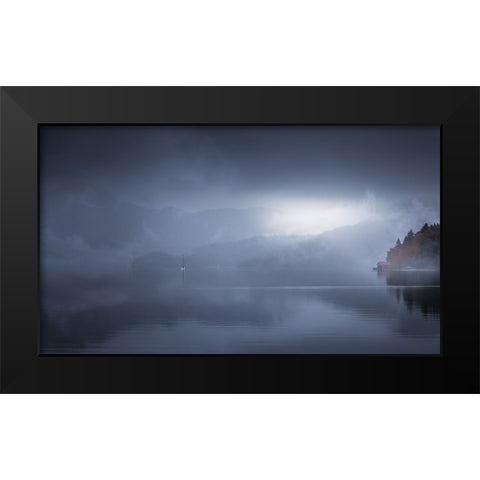 Foggy Morning In Walchensee 7R20727 Black Modern Wood Framed Art Print by Joanaduenas