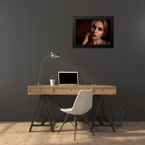 Darina Black Modern Wood Framed Art Print by D. Pop, Ovi