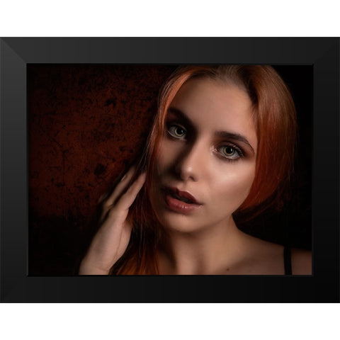Darina Black Modern Wood Framed Art Print by D. Pop, Ovi