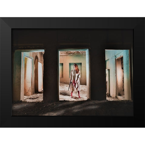 Rape Black Modern Wood Framed Art Print by Sedaghi, Hooman