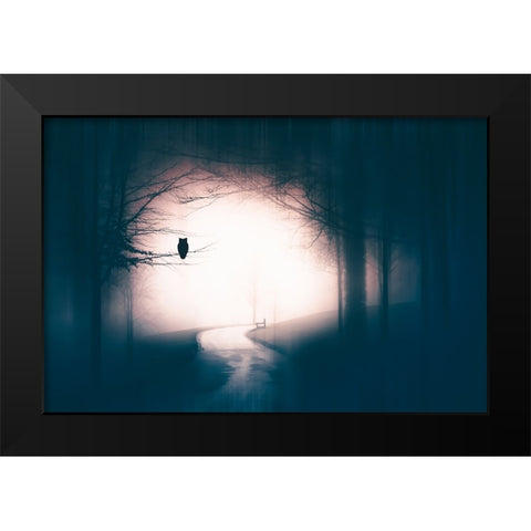 Accompanied Black Modern Wood Framed Art Print by Erika, Eros