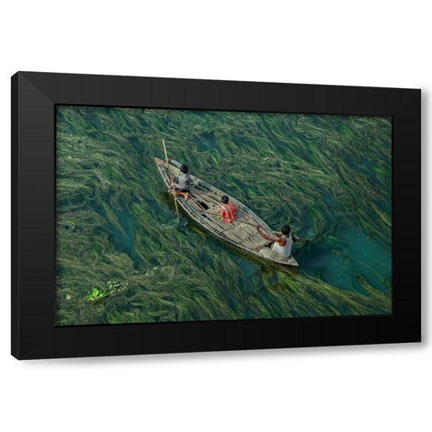 Crossing The Algae RIVer Black Modern Wood Framed Art Print by Amdad Hossain, Muhammad
