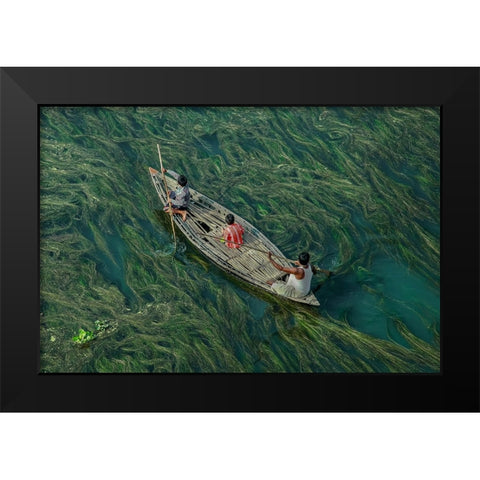 Crossing The Algae RIVer Black Modern Wood Framed Art Print by Amdad Hossain, Muhammad