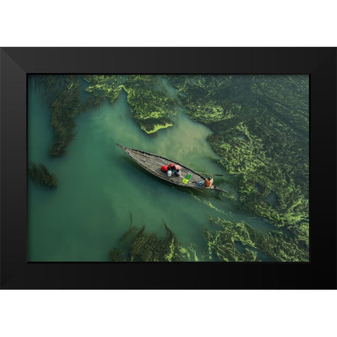 Crossing The Algae RIVer Black Modern Wood Framed Art Print by Amdad Hossain, Muhammad